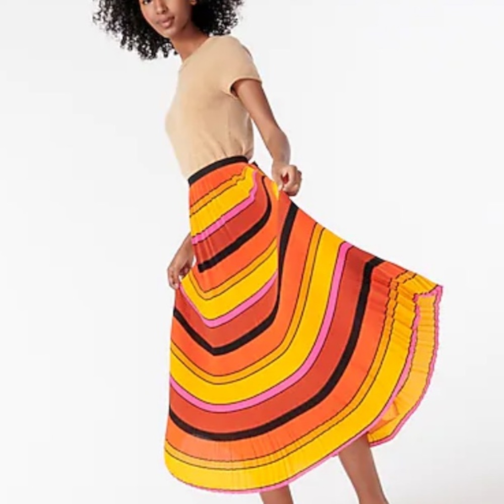 J Crew Straight-pleat skirt in multistripe  NWT - Picture 5 of 8